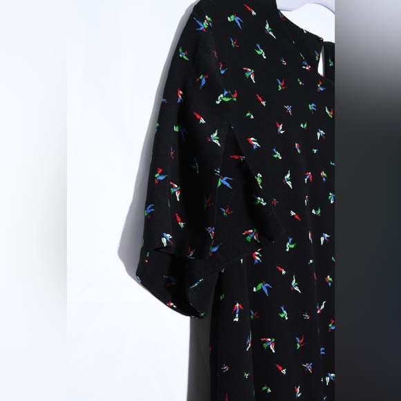 Black Dress Short sleeve Birds - Picture 4 of 4